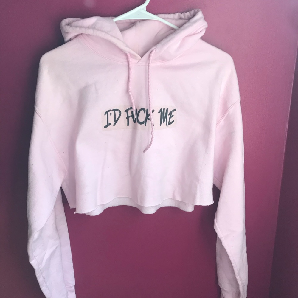 Coal & Terry Cropped Pink Hoodie